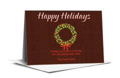 Christmas Red and Green Decorated Wreath Cards  7.875